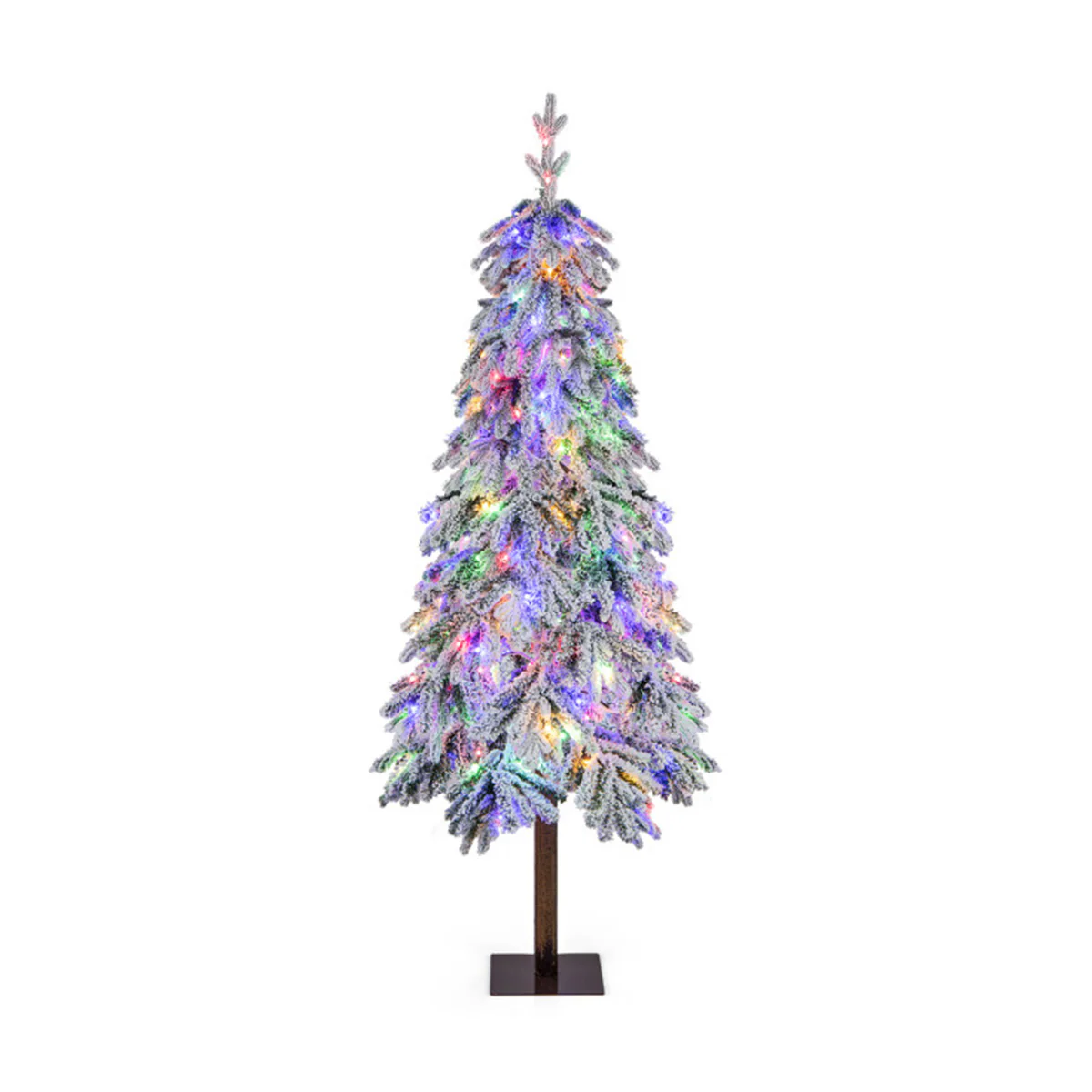 6' Pre-lit Artificial Flocked Hinged Christmas Tree - Image 2