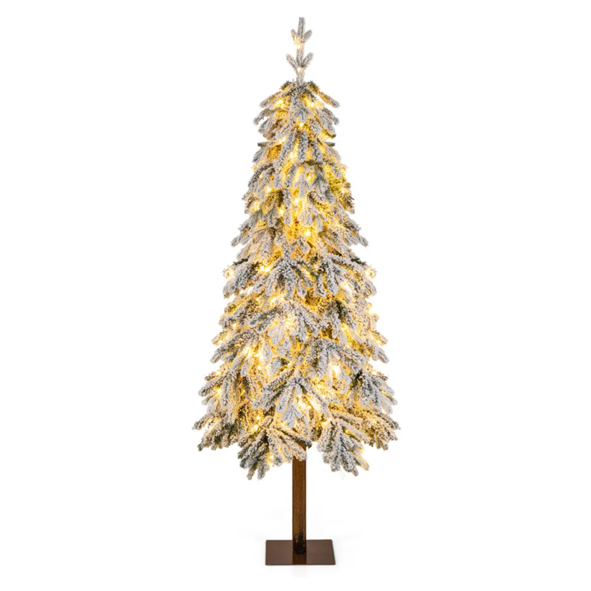 6' Pre-lit Artificial Flocked Hinged Christmas Tree - Image 4