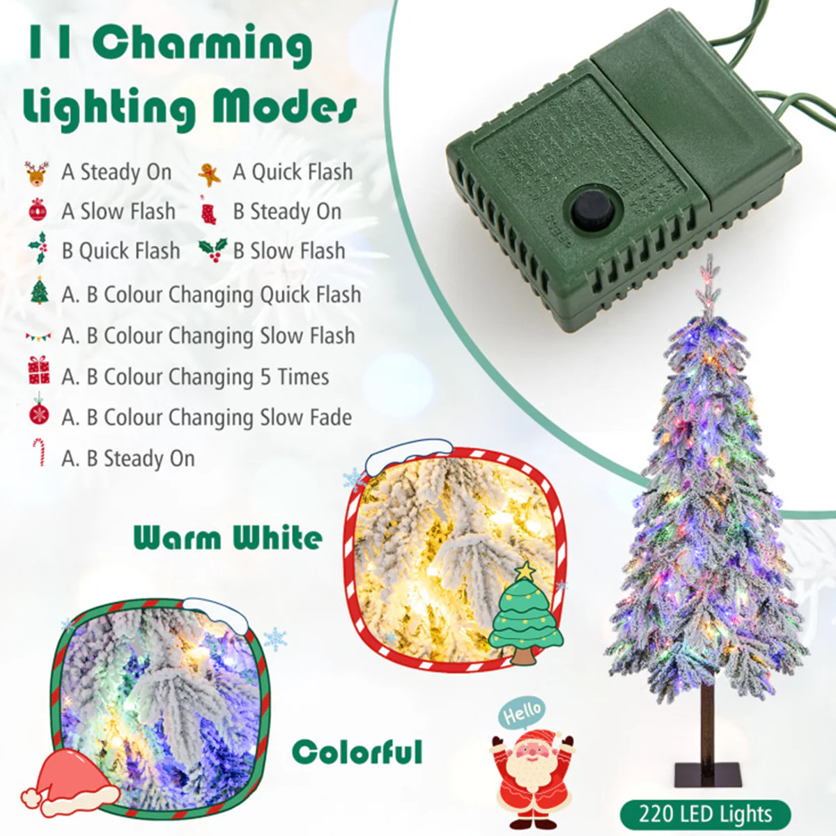 6' Pre-lit Artificial Flocked Hinged Christmas Tree - Image 7