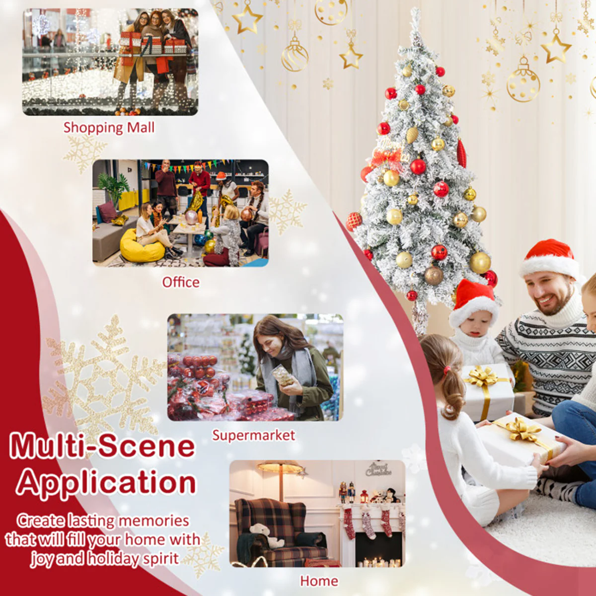 6' Pre-lit Artificial Flocked Pencil Christmas Tree - Image 6