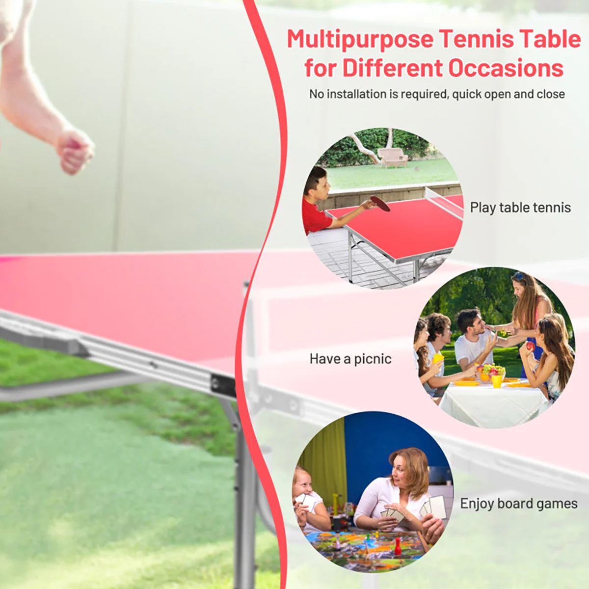 60'' Folding Ping Pong Table Game Set - Image 6
