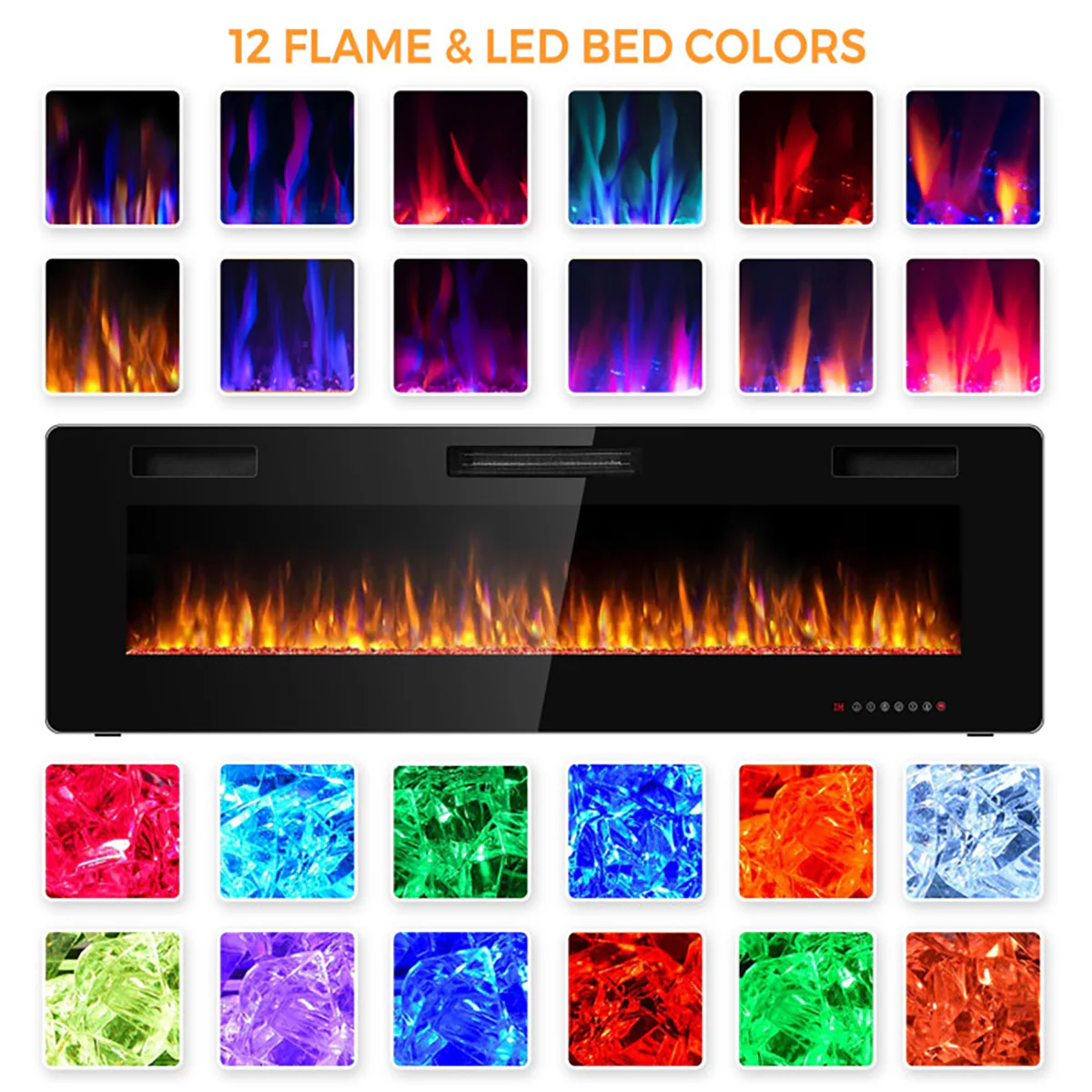 60'' Ultra-Thin Recessed/Wall-Mounted Electric Fireplace - Image 10