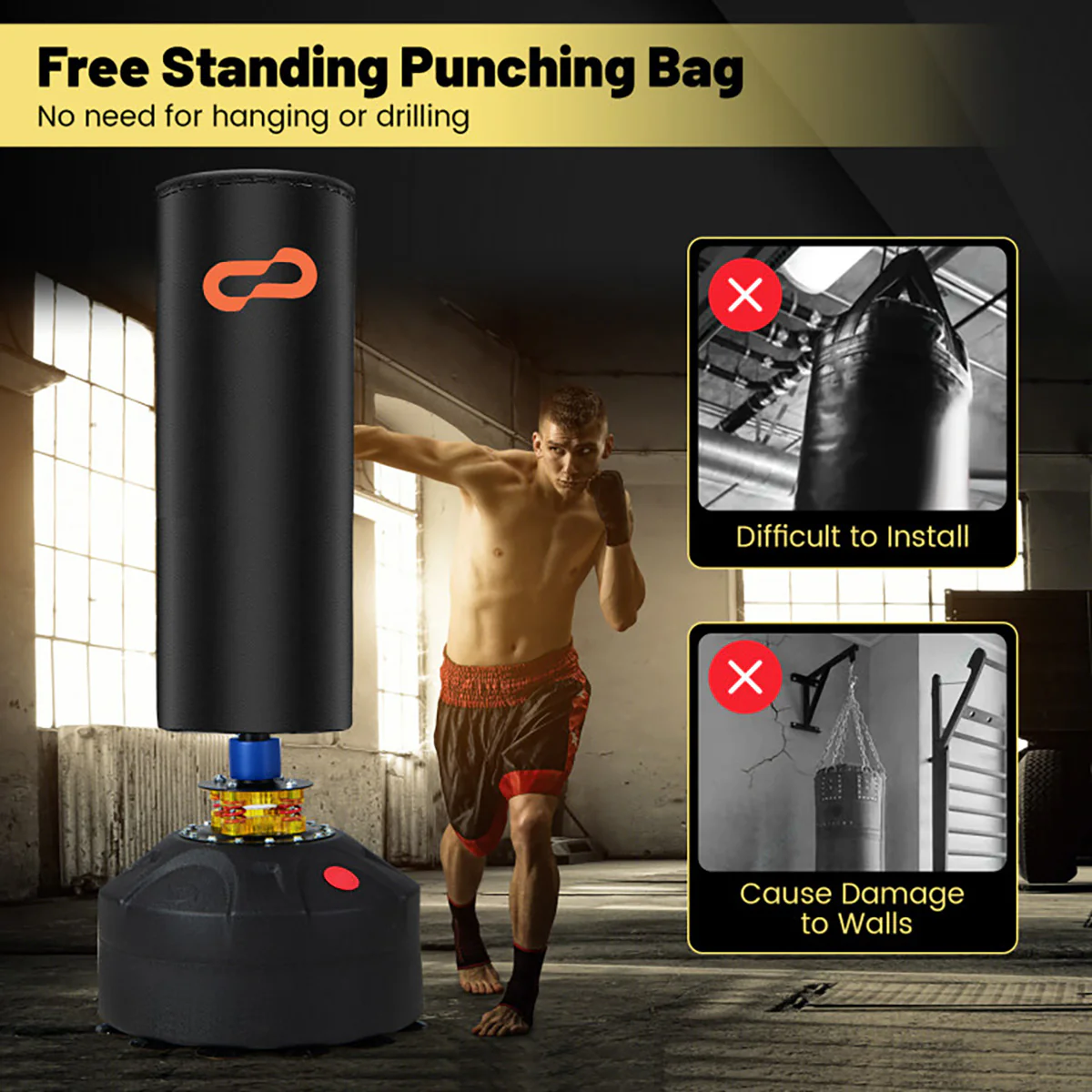 68'' Freestanding Punching and Kickboxing Bag - Image 4