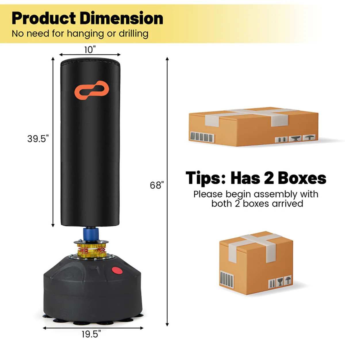 68'' Freestanding Punching and Kickboxing Bag - Image 8