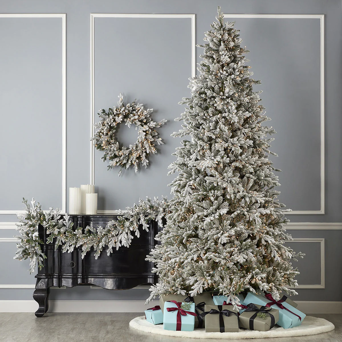 7.5' Flocked Pine Christmas Tree - Image 4
