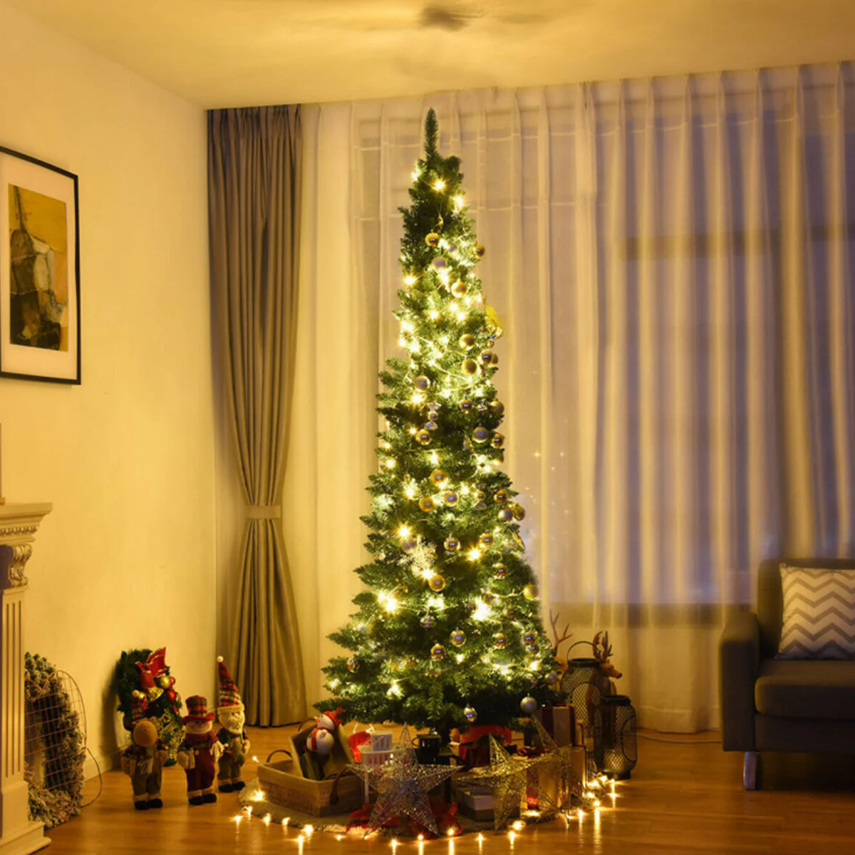 7' Artificial Pencil Christmas Tree - Image 10