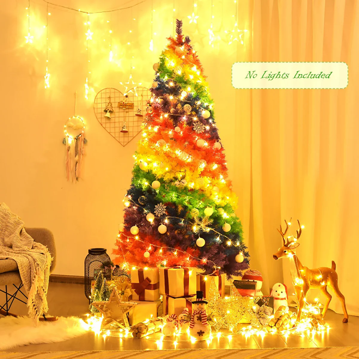 7' Artificial Rainbow Hinged Christmas Tree - Image 10