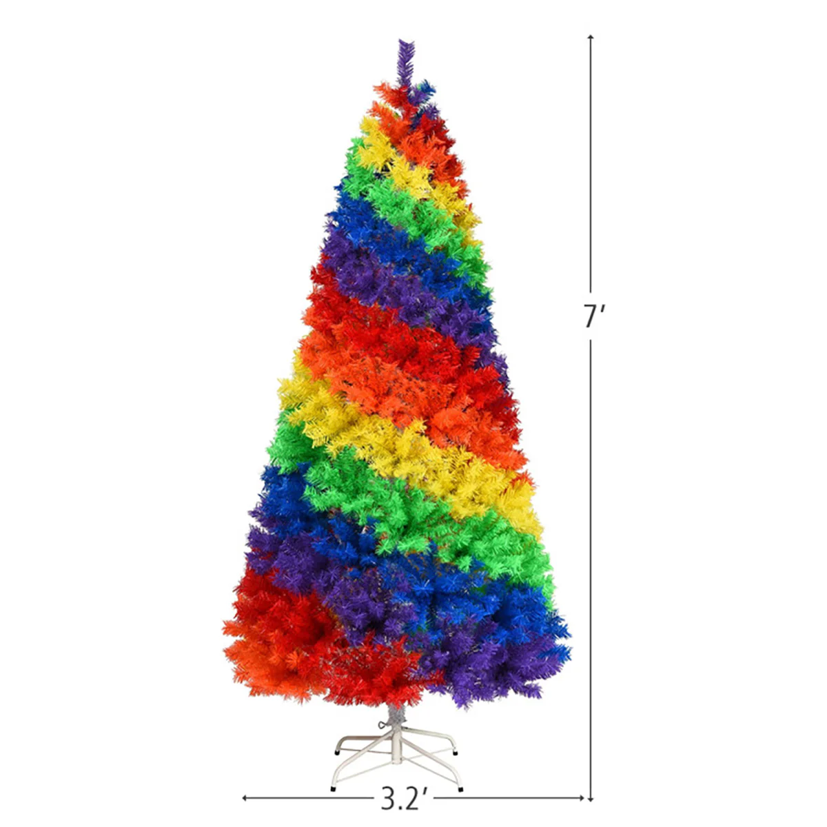 7' Artificial Rainbow Hinged Christmas Tree - Image 11