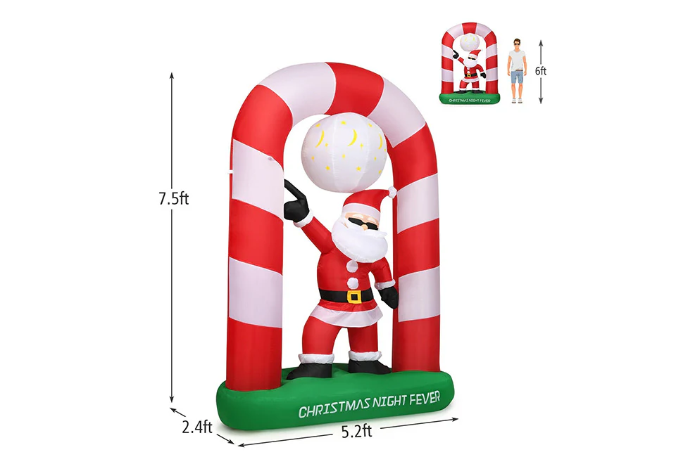 7-Ft. Inflatable Disco Santa - Image 10