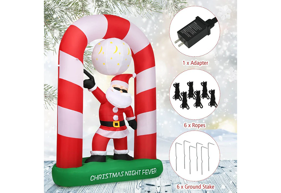 7-Ft. Inflatable Disco Santa - Image 5