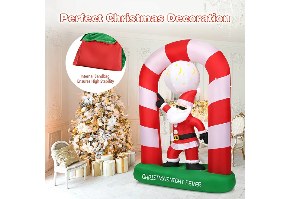 7-Ft. Inflatable Disco Santa - Image 6