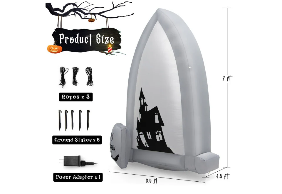 7-Ft. Inflatable Halloween Tombstone - Image 11