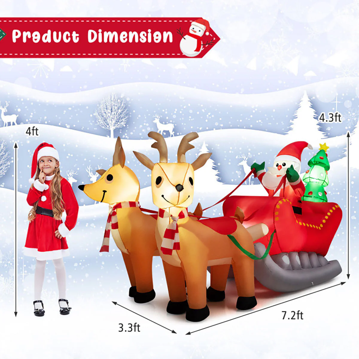 7-Ft. Inflatable Santa Sleigh Ride - Image 11
