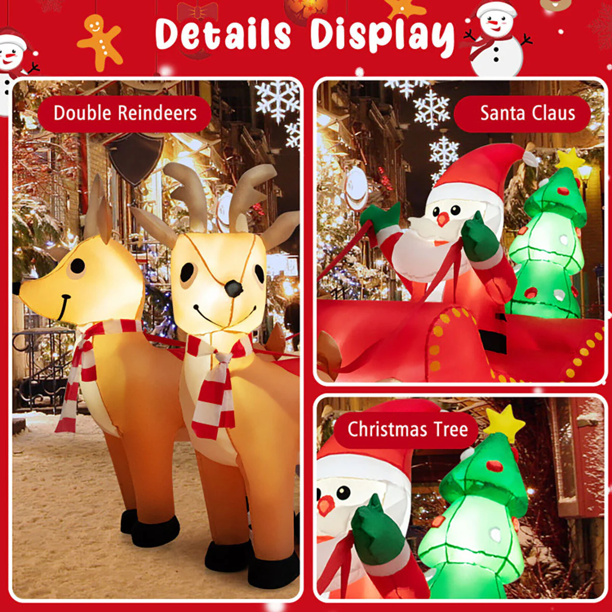 7-Ft. Inflatable Santa Sleigh Ride - Image 4