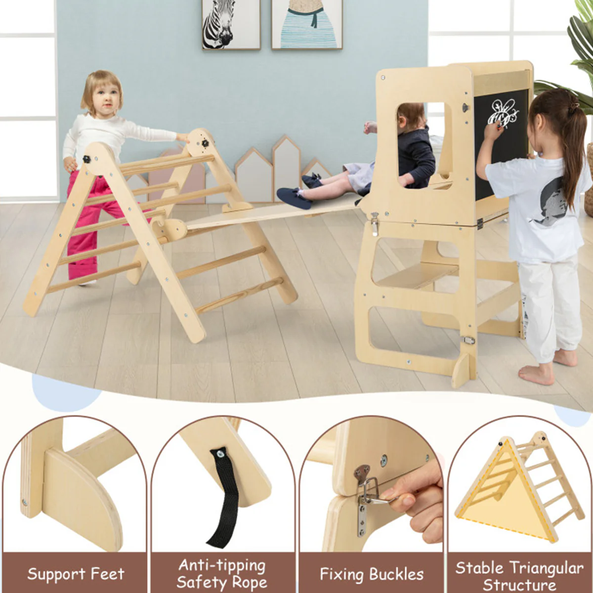7-in-1 Climbing Toy Connected Table and Chair Set - Image 18