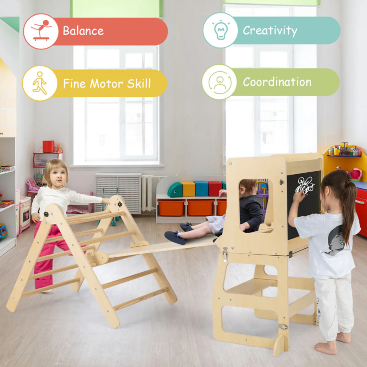 7-in-1 Climbing Toy Connected Table and Chair Set - Image 19