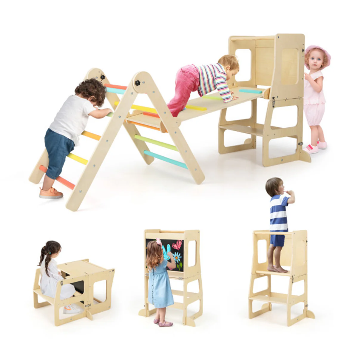 7-in-1 Climbing Toy Connected Table and Chair Set - Image 4