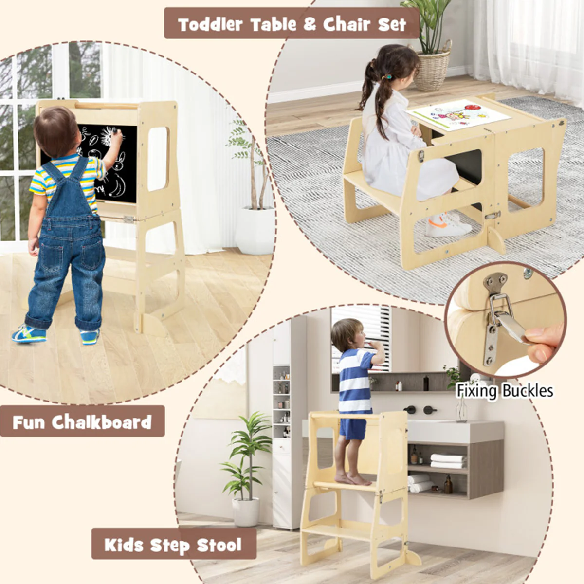 7-in-1 Climbing Toy Connected Table and Chair Set - Image 5