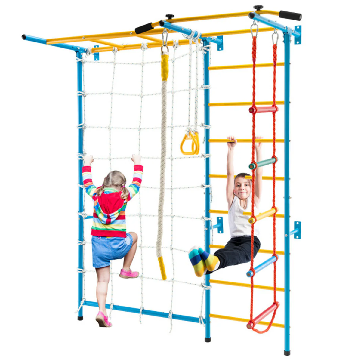 7-in-1 Kids Indoor Swedish Wall Gym Set - Image 10