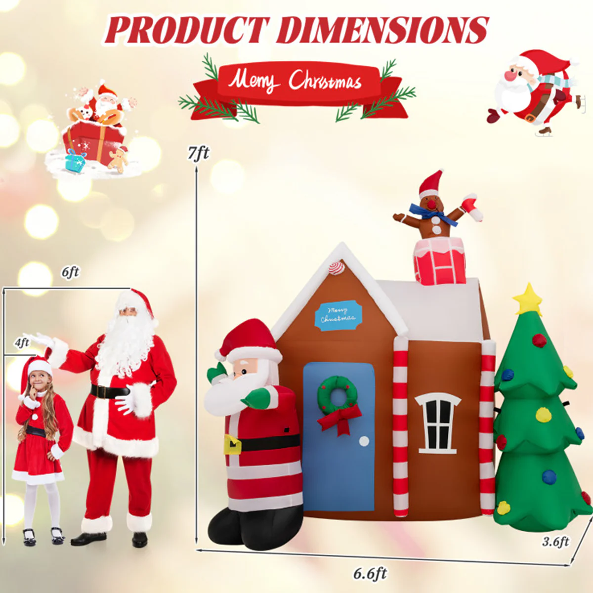 7' Inflatable Christmas Gingerbread House - Image 10