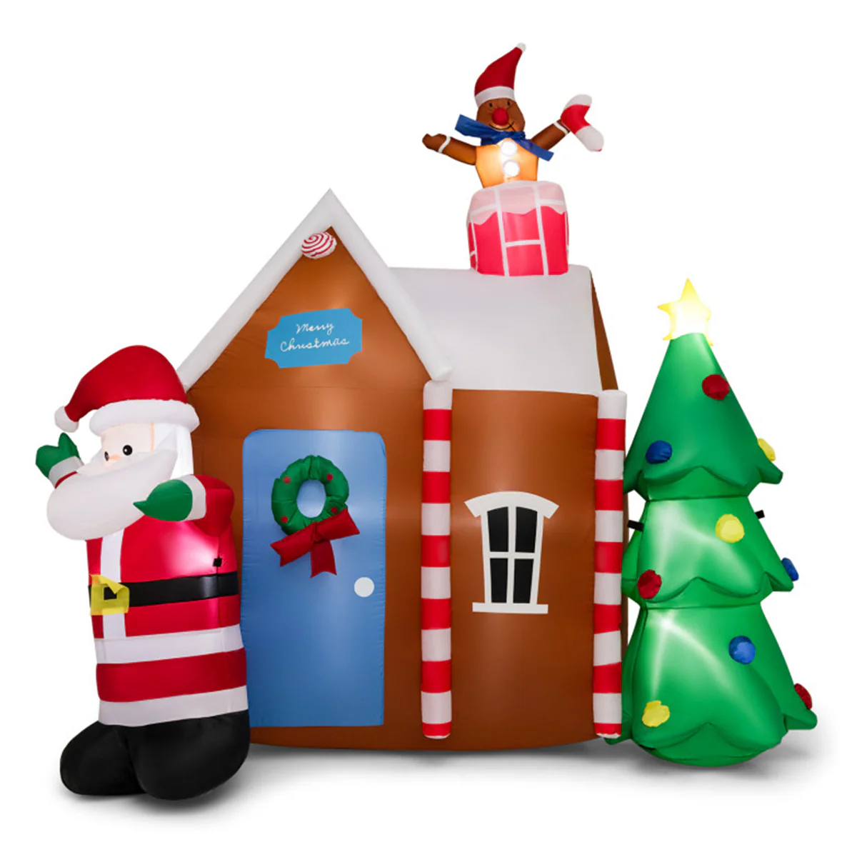 7' Inflatable Christmas Gingerbread House - Image 2