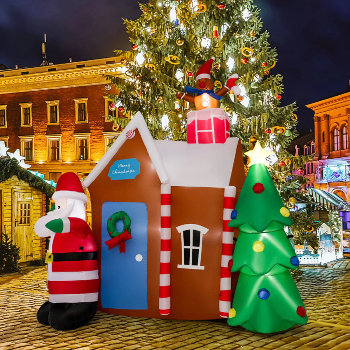 7' Inflatable Christmas Gingerbread House - Image 8