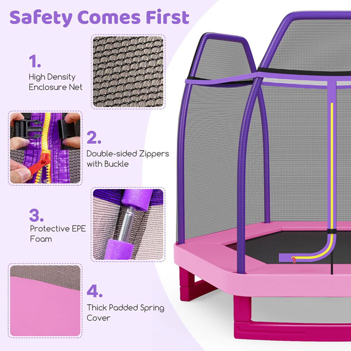 7' Kids Bounce Jumper Trampoline with Enclosure - Image 11