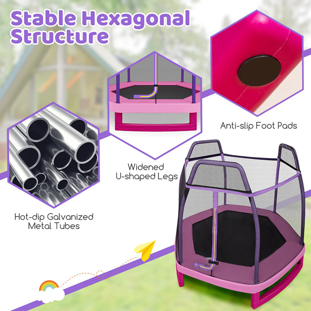7' Kids Bounce Jumper Trampoline with Enclosure - Image 13