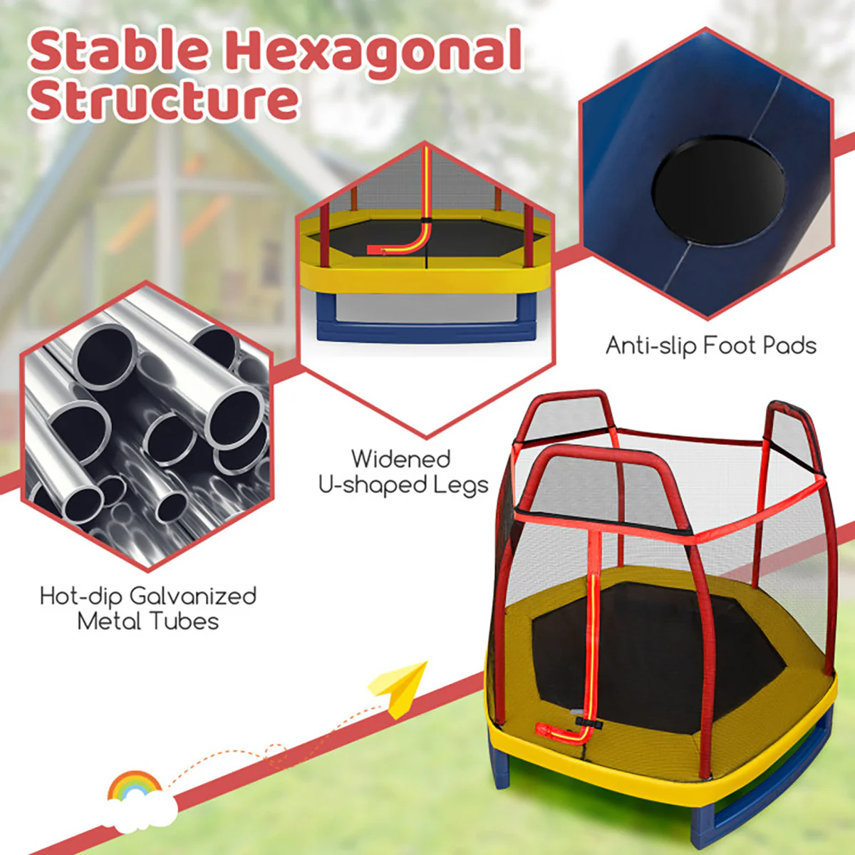 7' Kids Bounce Jumper Trampoline with Enclosure - Image 24