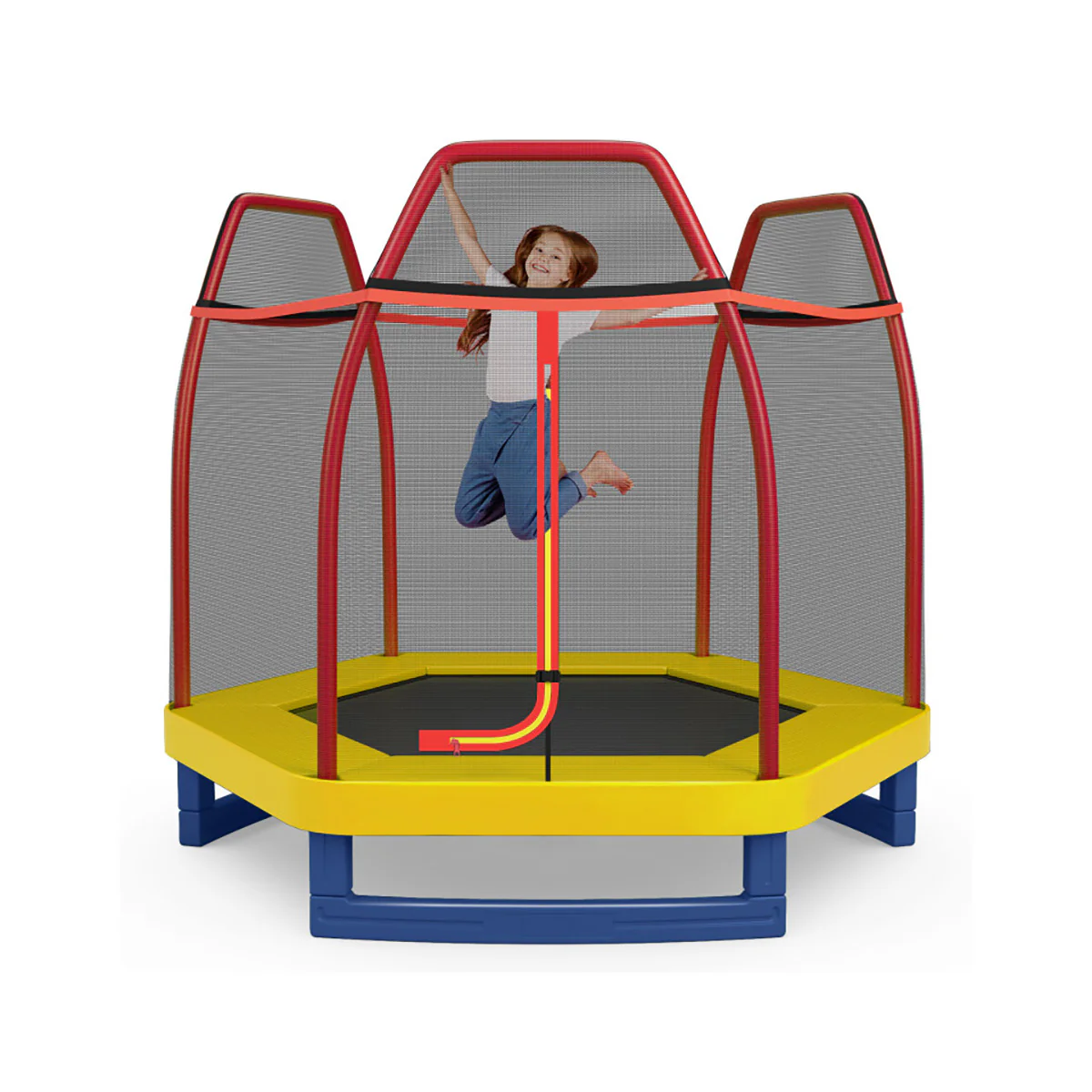 7' Kids Bounce Jumper Trampoline with Enclosure - Image 26