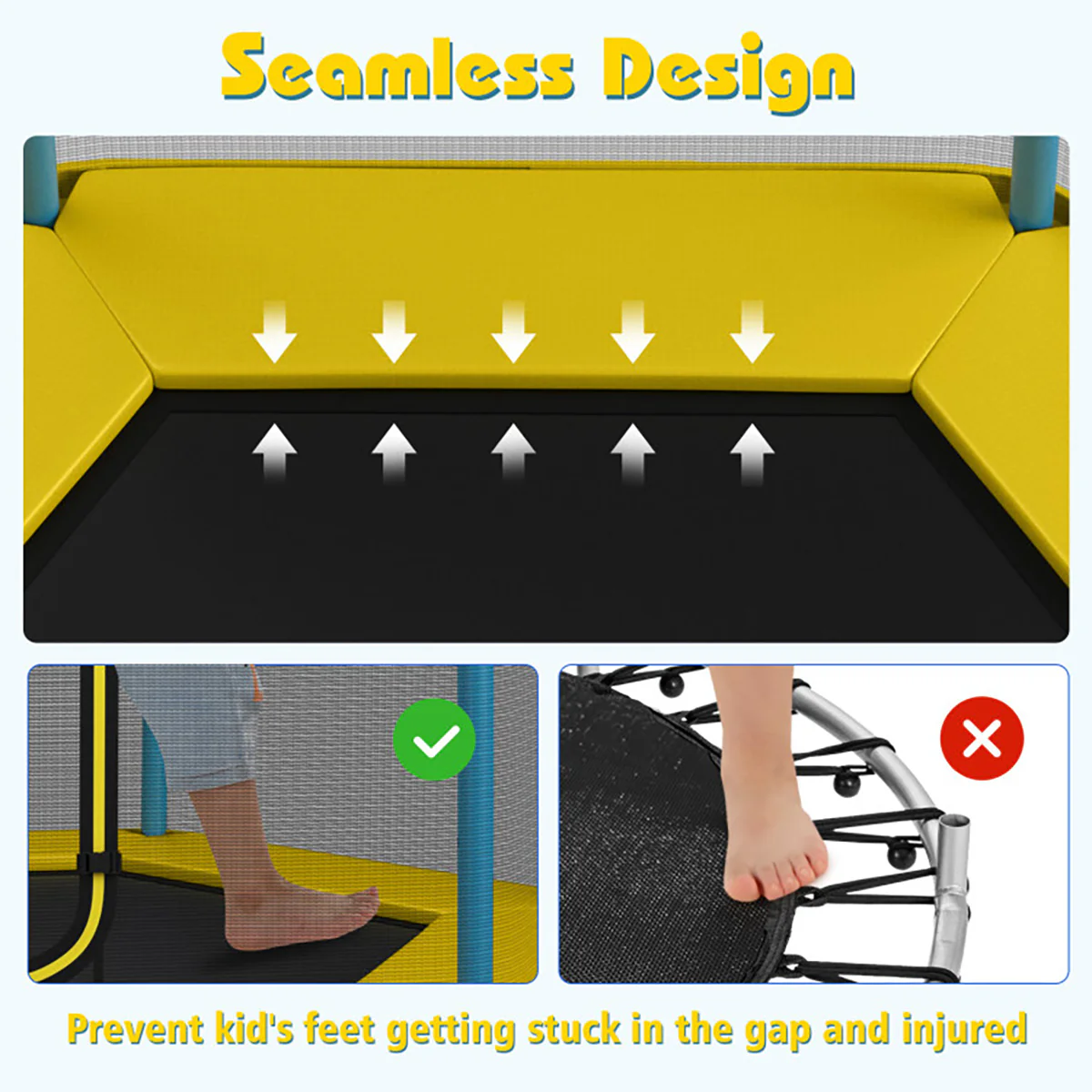 7' Kids Bounce Jumper Trampoline with Enclosure - Image 34