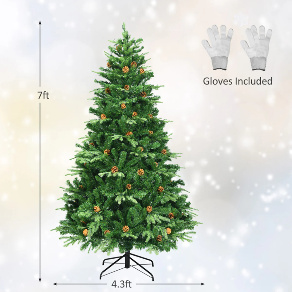 7' Pre-Lit Artificial Christmas Tree with Pinecones - Image 10