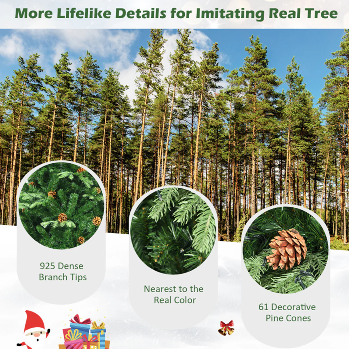 7' Pre-Lit Artificial Christmas Tree with Pinecones - Image 6