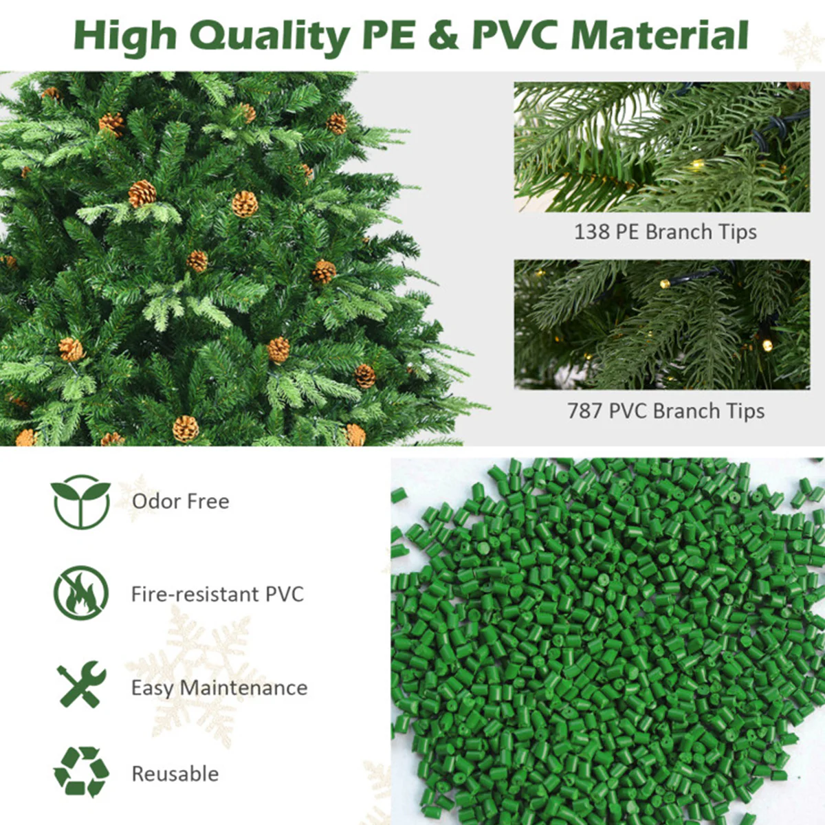 7' Pre-Lit Artificial Christmas Tree with Pinecones - Image 7