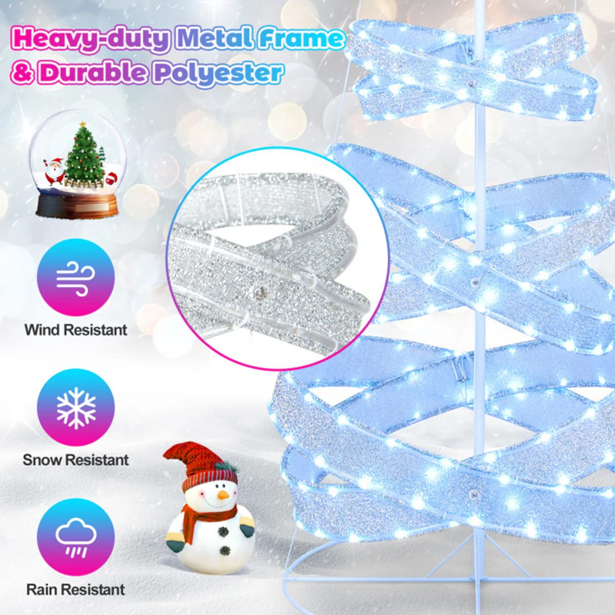 7' Pre-Lit Spiral Christmas Tree Decoration - Image 4