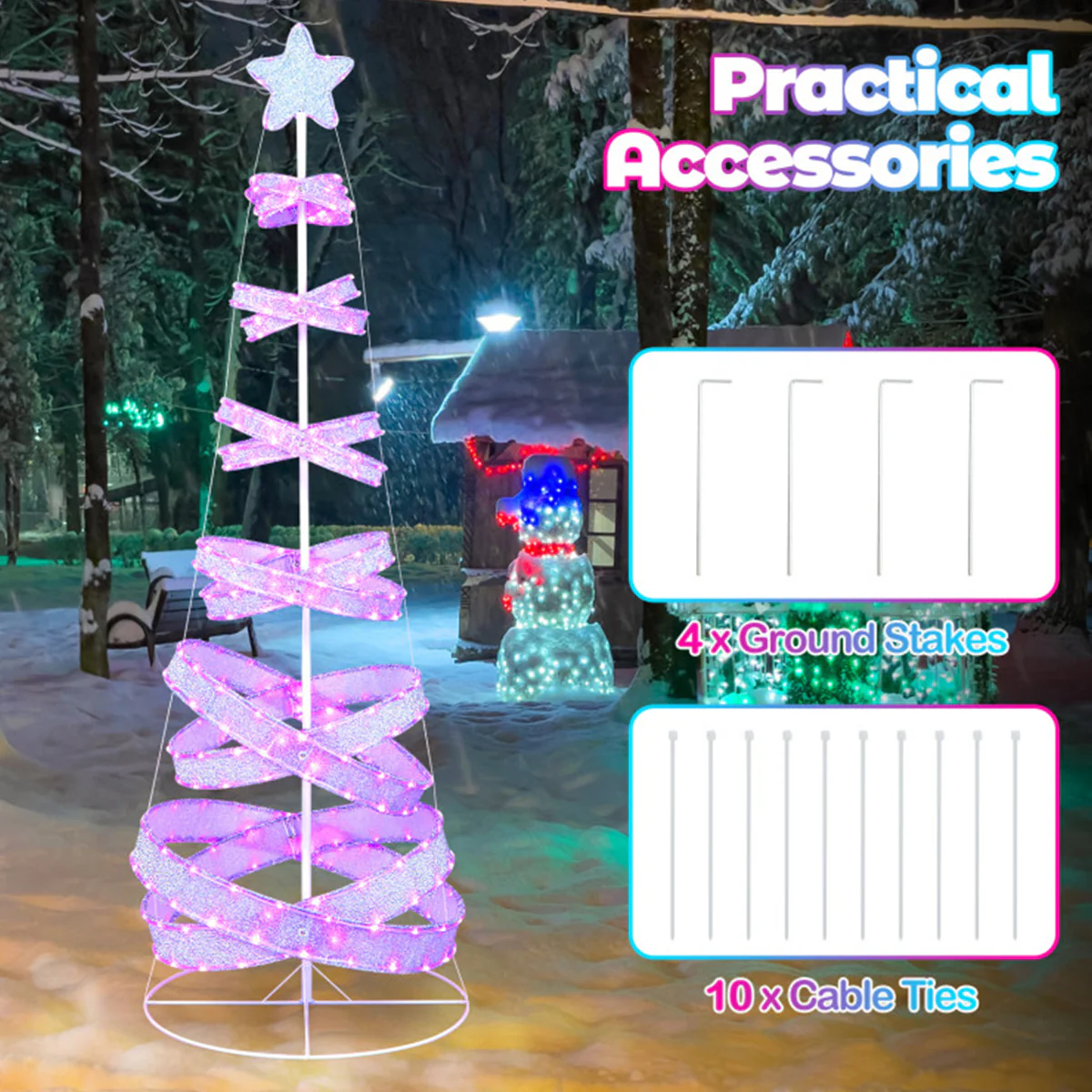 7' Pre-Lit Spiral Christmas Tree Decoration - Image 7