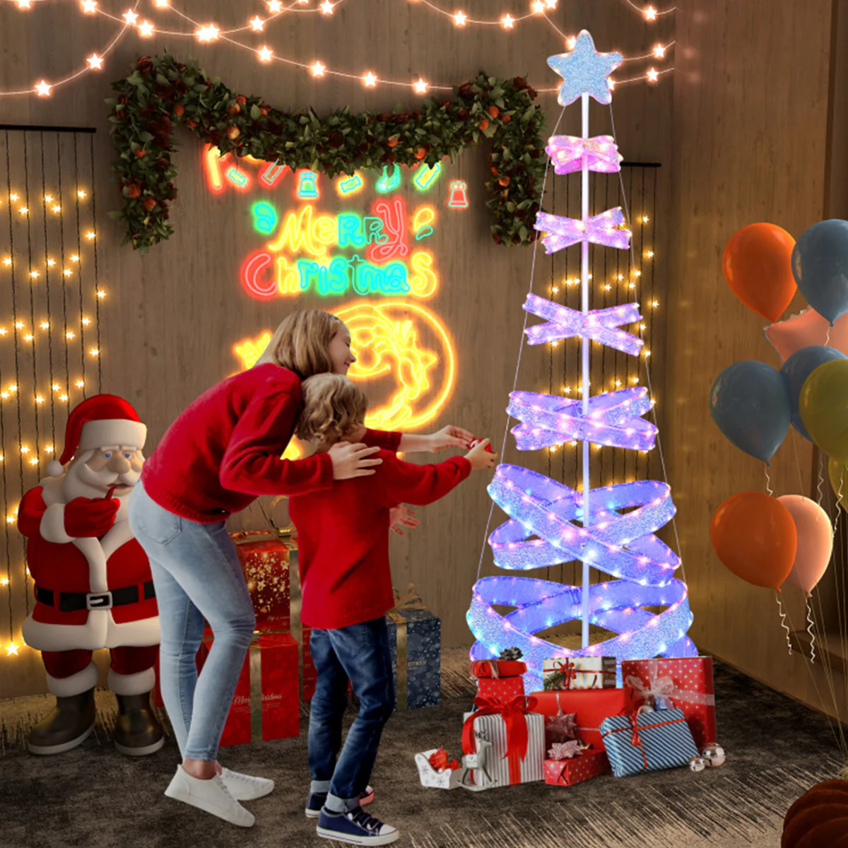 7' Pre-Lit Spiral Christmas Tree Decoration - Image 8