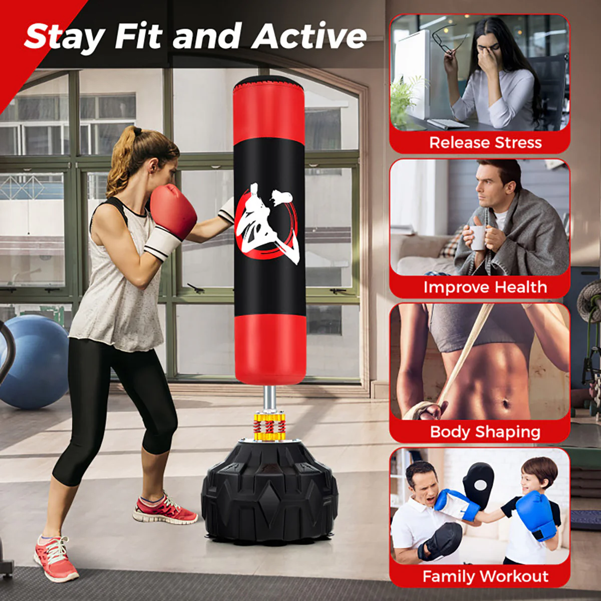 70'' Freestanding Punching Bag - Image 3