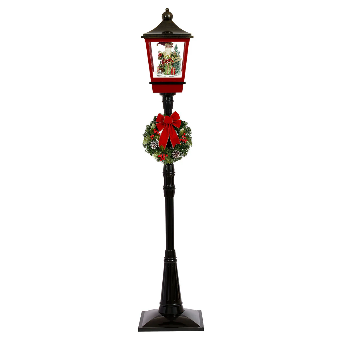 72'' Snowing Lamp Post with Wreath - Image 3