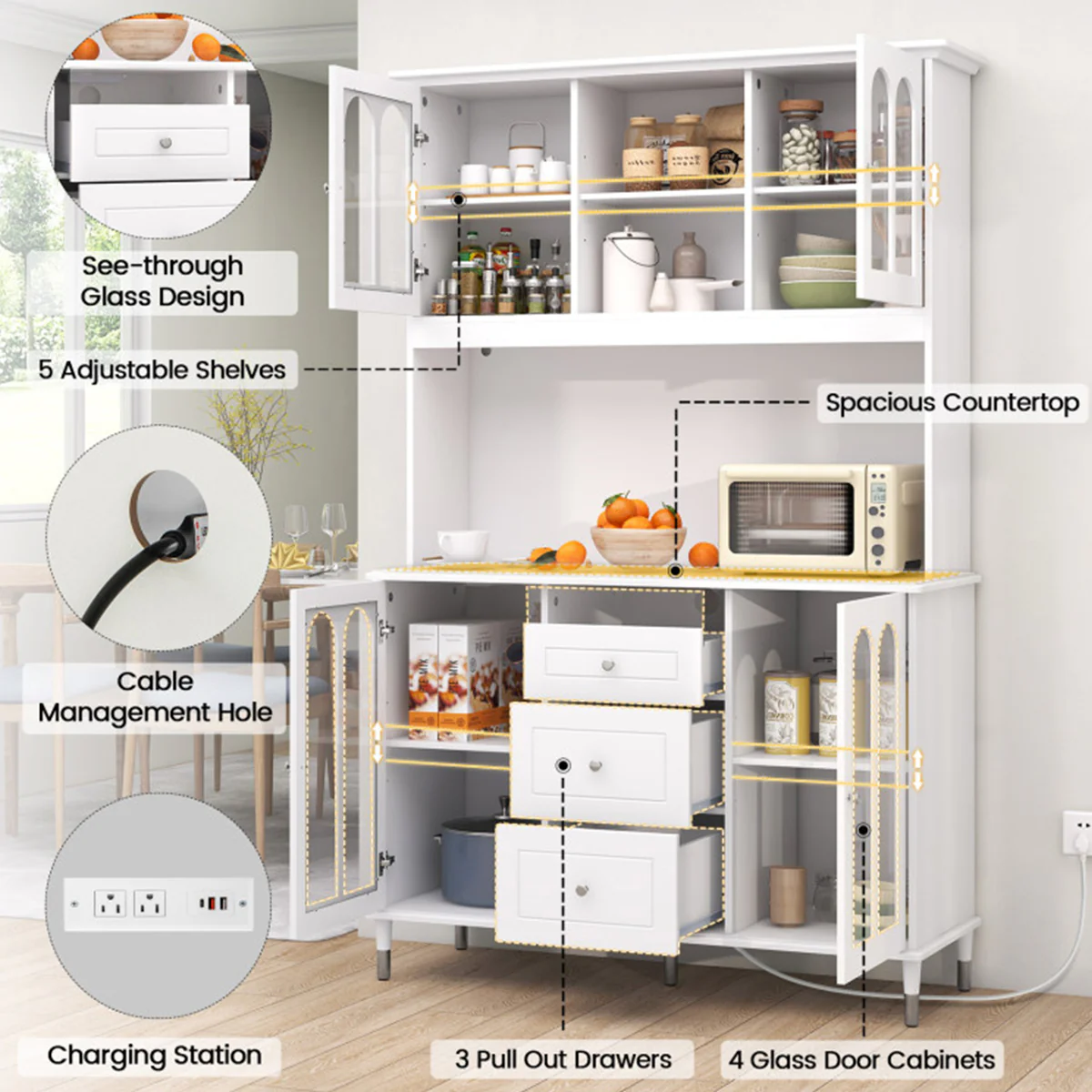 73'' Kitchen Pantry Storage Cabinet - Image 4
