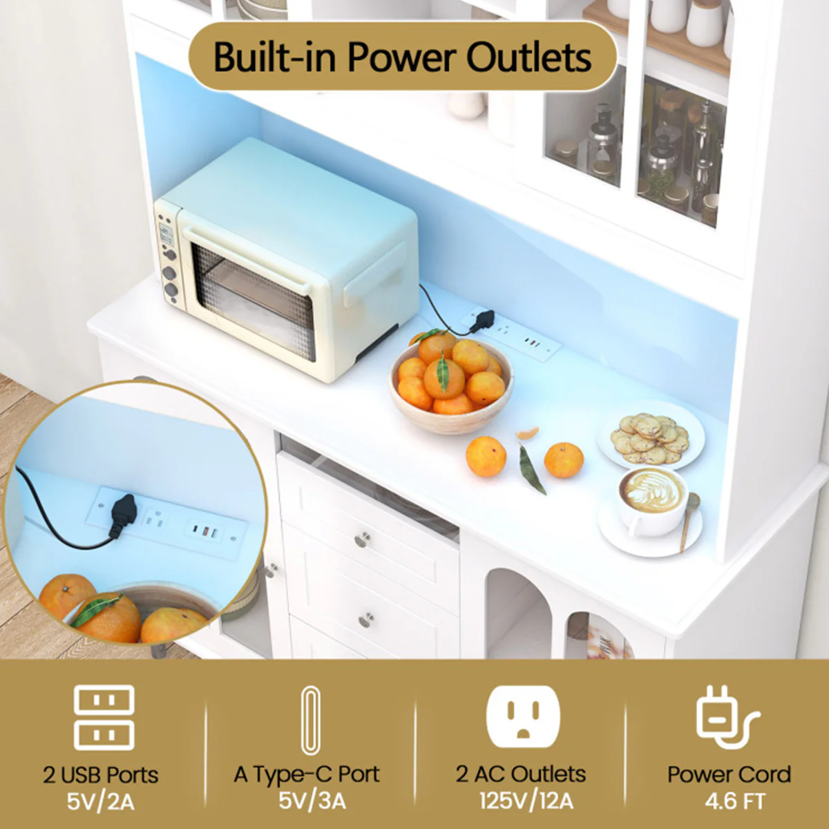 73'' Kitchen Pantry Storage Cabinet - Image 5