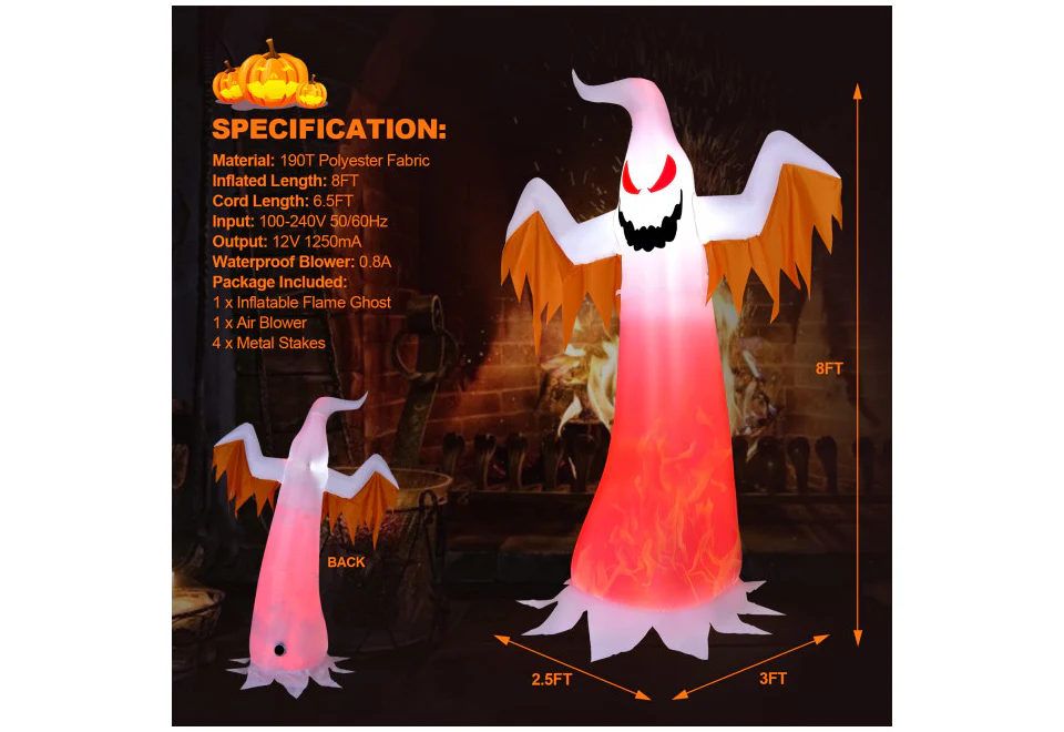 8-Ft. Inflatable Halloween Ghost - Image 12