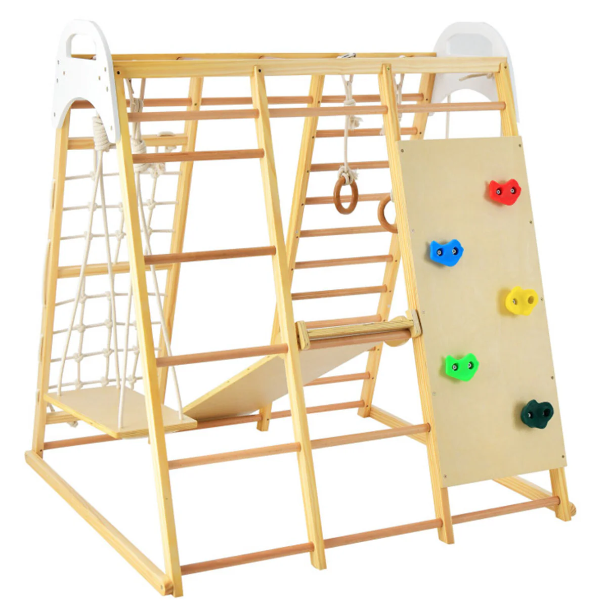 8-in-1 Wooden Jungle Gym Playset with Slide and Monkey Bars - Image 10