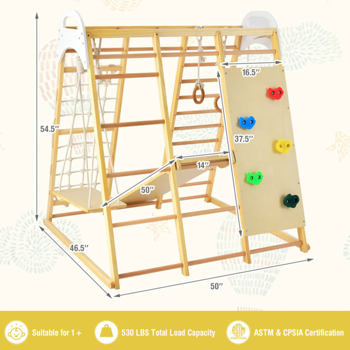 8-in-1 Wooden Jungle Gym Playset with Slide and Monkey Bars - Image 3