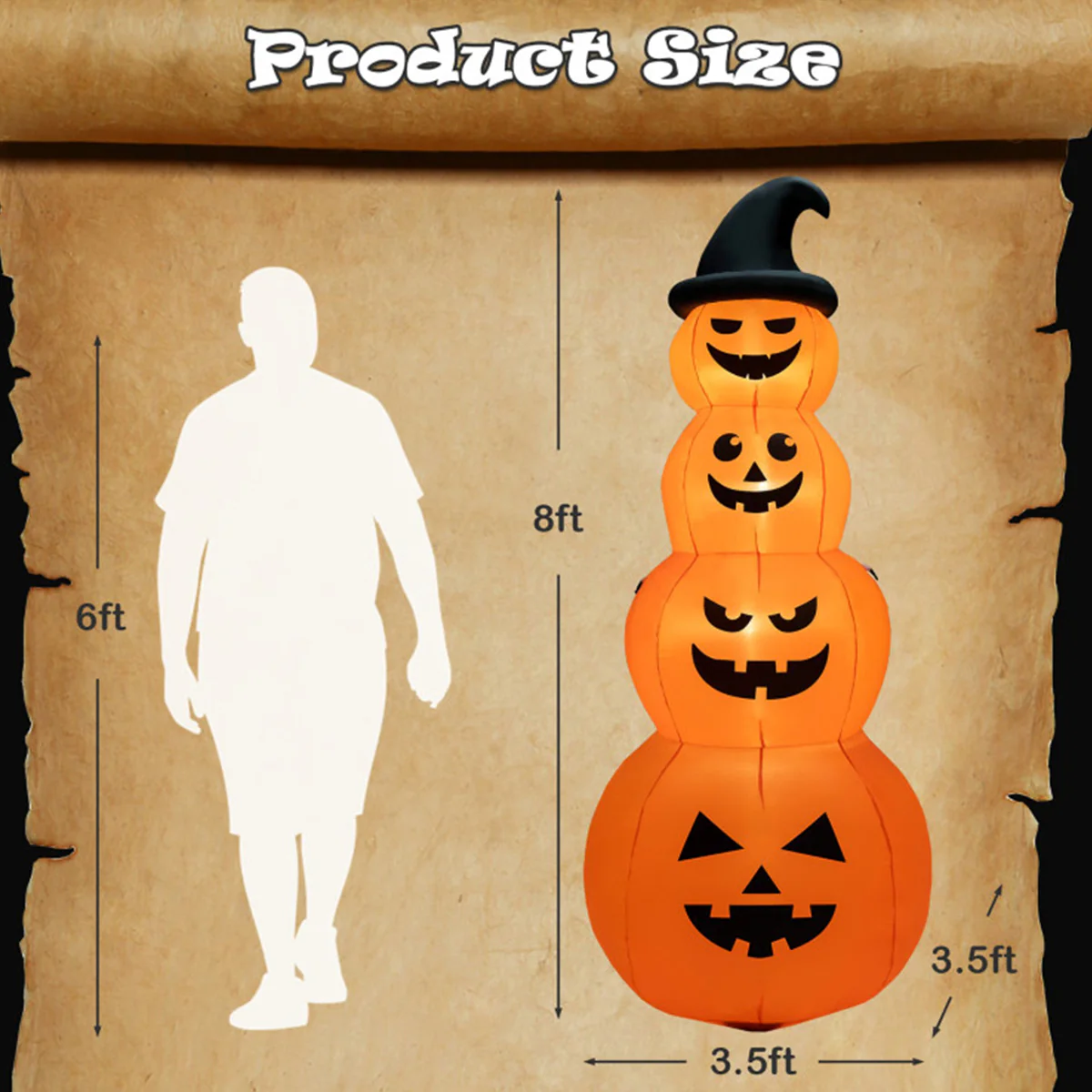 8' Inflatable Halloween Pumpkin Stack - Image 10