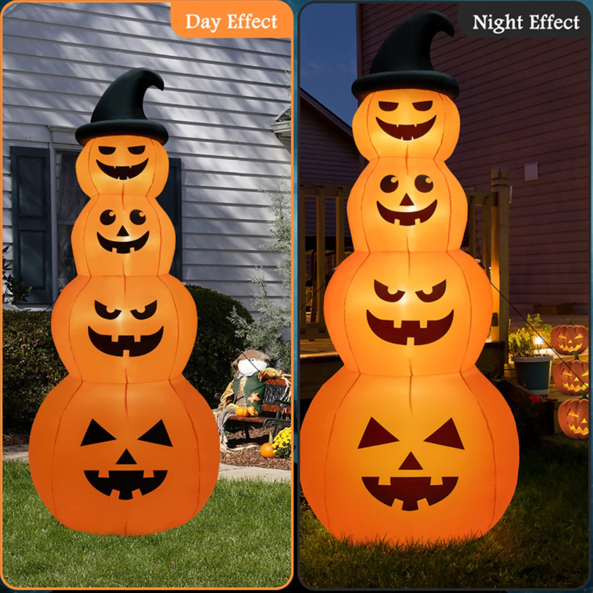 8' Inflatable Halloween Pumpkin Stack - Image 7