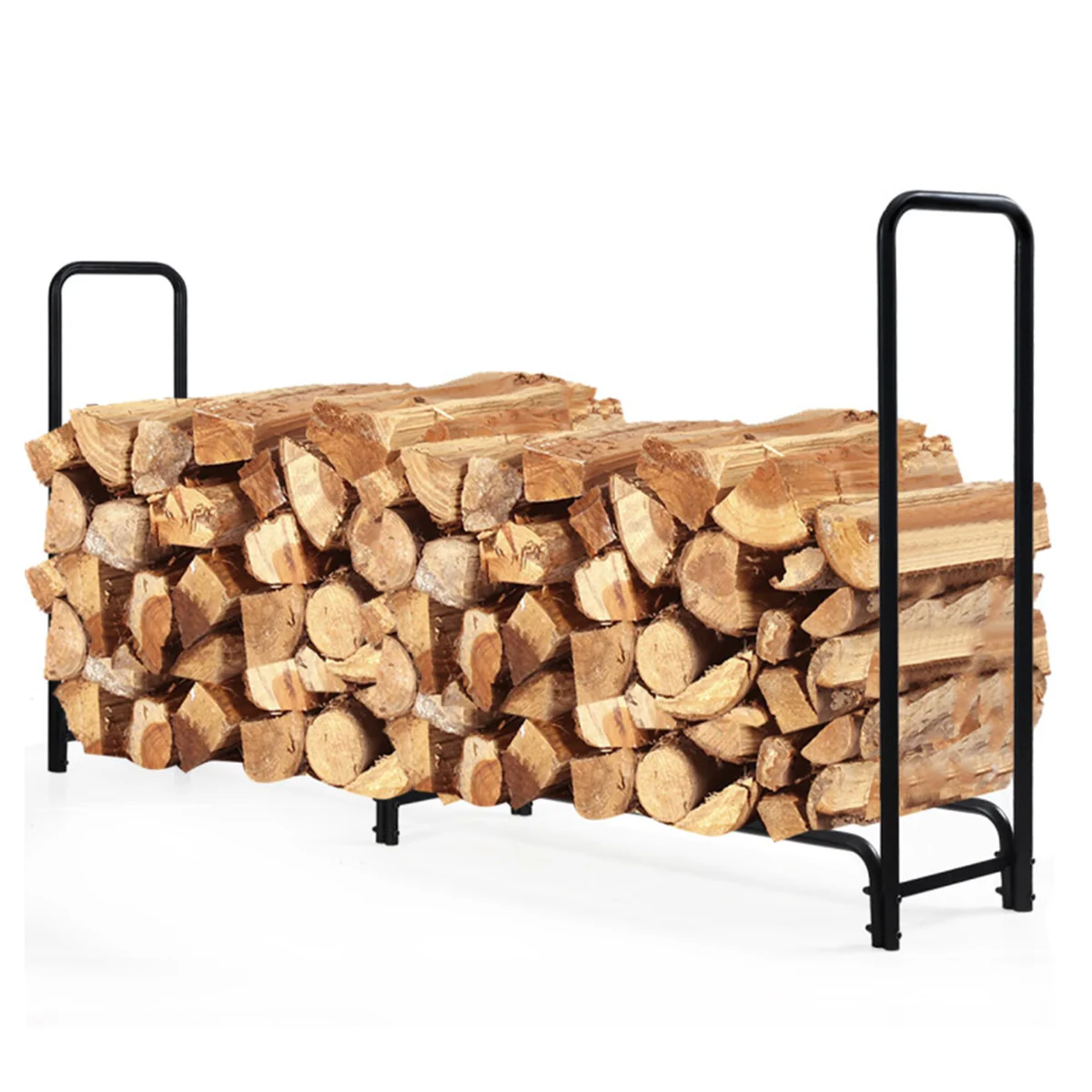 8' Outdoor Steel Firewood Log Rack - Image 7