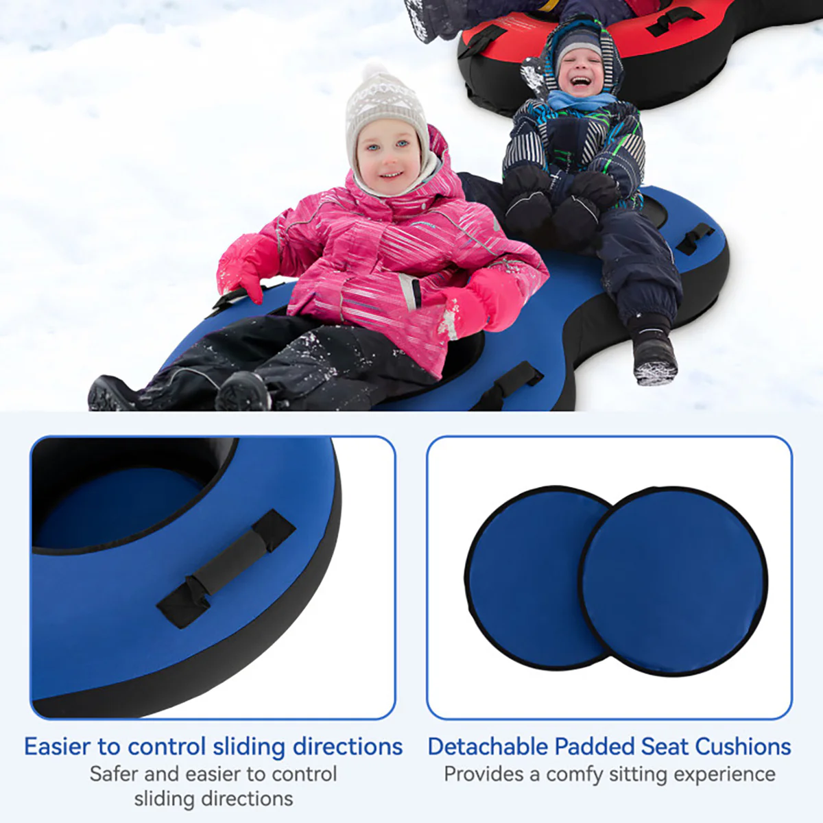 80'' 2-Person Heavy-Duty Inflatable Snow Sled - Image 14