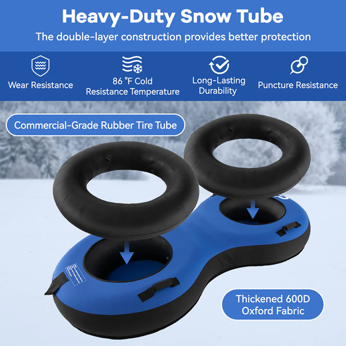 80'' 2-Person Heavy-Duty Inflatable Snow Sled - Image 15