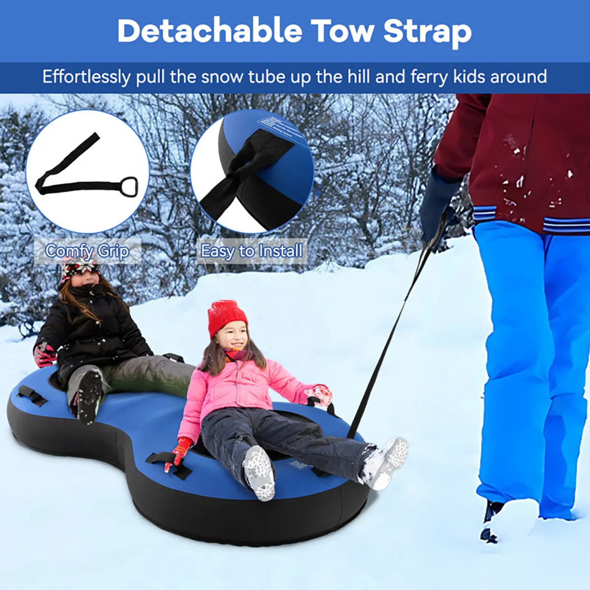 80'' 2-Person Heavy-Duty Inflatable Snow Sled - Image 16